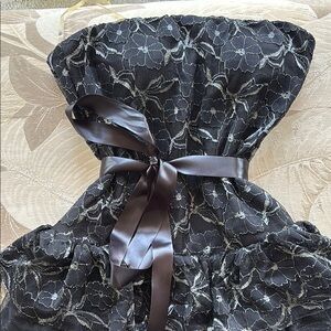 Black Lace Strapless Dress